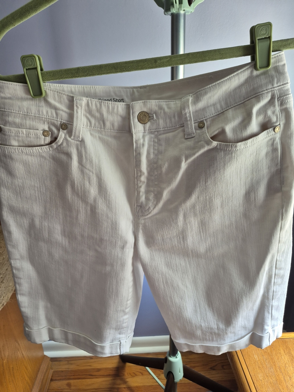 Talbots White Rolled-Hem Denim Bermuda Shorts